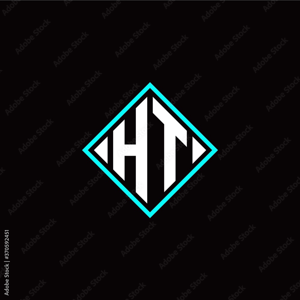 Initial H T letter with square style logo template vector