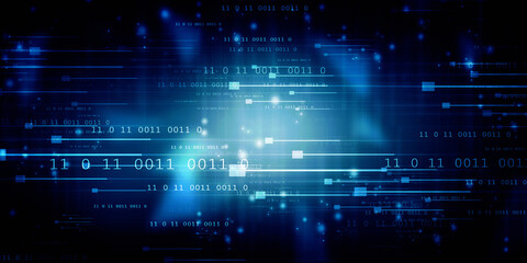 2d illustration abstract digital binary data on computer screen