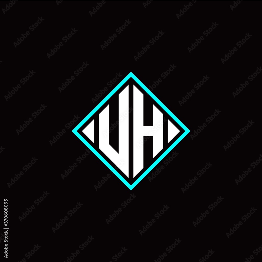 Initial U H letter with square style logo template vector