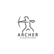 simple line logo illustration archer design template