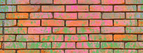 Banner multicolored old brick wall.