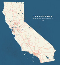 California Map Vector Poster Flyer