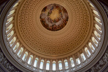 Rotunda Dome Inside The United States Capitol Building In Washington, D.C.