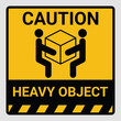 © foxeel - Caution heavy object two persons lift required symbol. Vector illustration of weight warning or beware sign cardboard isolated on gray Background. Label can be use on a box or packaging