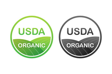 Wall Mural - USDA organic emblems, badge, Sticker, logo, icon. Vector stock illustration.