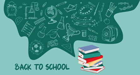 Wall Mural - Back To School. Hand Drawn Doodle illustration. Vector Set.