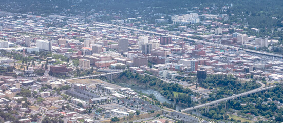 Fototapete - aerial oer spokane washington from airplane
