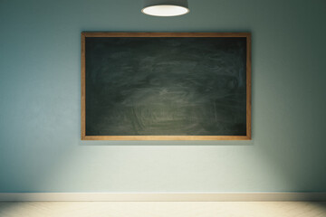 Wall Mural - Contemporary classroom interior with empty chalkboard.