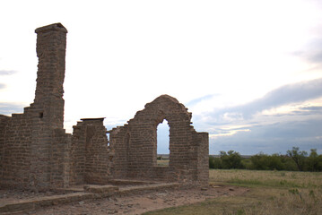 Ancient building ruins in brick and stone 