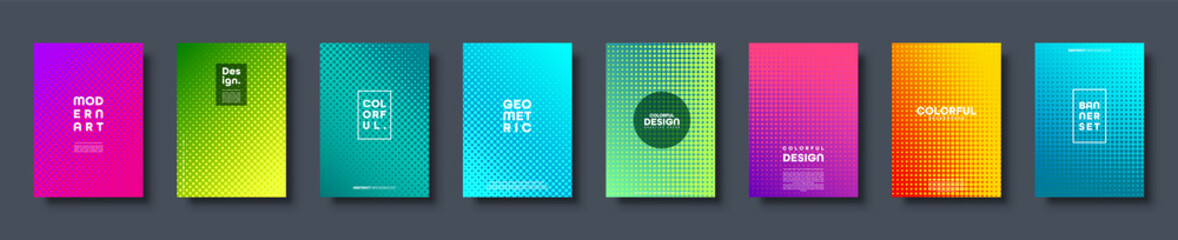 Wall Mural - halftone abstract background with dots. colorful gradient design. modern geometric banners with circ