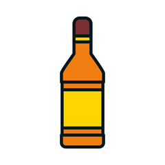 Sticker - liquor bottle icon, line and fill style