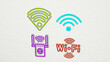 wi fi colorful set of icons. 3D illustration. wi-fi and internet