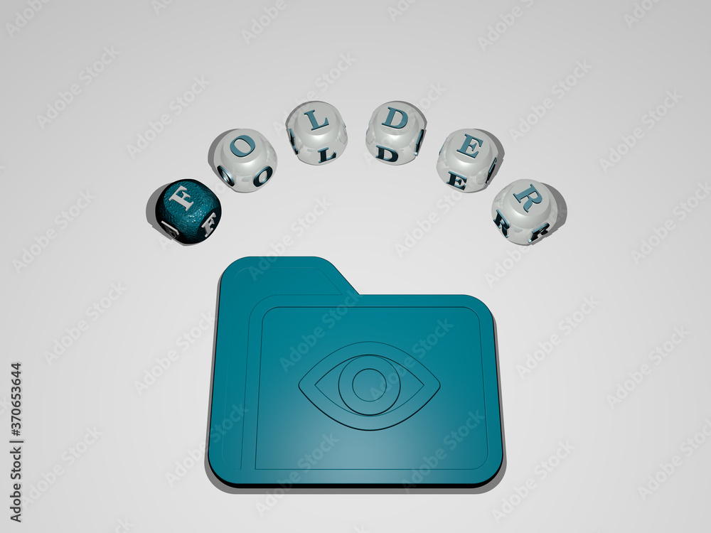 FOLDER circular text of separate letters around the 3D icon. 3D ...