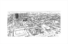 Building View With Landmark Of Amarillo Is A City In The Texas Panhandle. Hand Drawn Sketch Illustration In Vector.