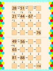 mathematics for schoolchildren. count and fill in the cells