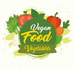 Canvas Print - banner with vegetables, concept vegan food, with fresh and healthy vegetables vector illustration design