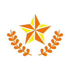 Sticker - star and wreath leaves icon, flat style