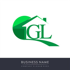 Poster - initial logo GL with house icon, business logo and property developer.