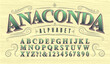 Anaconda Font. Antique Style Vintage Alphabet. Old West or Circus Style of Lettering for Saloons, Gambling, Card Games, Poker, etc.
