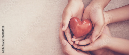 Cuadros en Lienzo hands holding red heart, heart health, charity volunteer donation, CSR responsib