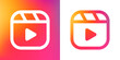 Instagramm reels icon, line vector illustration, gradient background