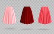 Rose, pink and red women skirts set of mockup vector illustration isolated.