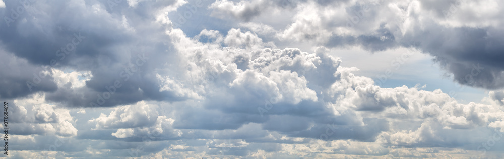 cloudscape with many white clouds in sky - obrazy, fototapety, plakaty 