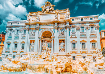 Wall Mural - Famous and one of the most beautiful fountain of Rome - Trevi Fountain (Fontana di Trevi). Italy.