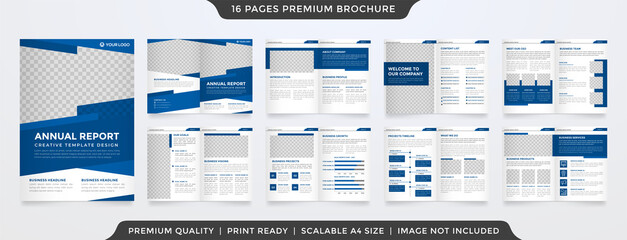 Wall Mural - business bifold brochure template with minimalist style and modern layout use for business profile and annual report