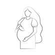 © kat - Silhouette of a pregnant woman. Pregnancy and maternity icon. Simple black outline on a white background. Flat vector illustration.