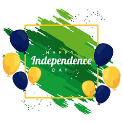 Wall Mural - brazil happy independece day celebration with flag in balloons helium square frame