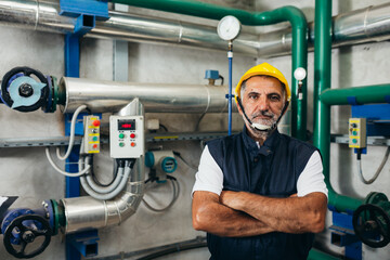 Wall Mural - industry worker standing crossed arms looking at camera