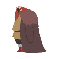 Canvas Print - Angry Muscular Viking, Male Scandinavian Warrior Character in Traditional Clothes Vector Illustration