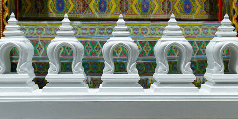 close up of detail in the buddhist temple rachabopit in the city of bangkok -thailand 