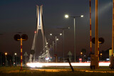 Fototapeta Mosty linowy / wiszący - Most Mazowieckiego w nocy w Rzeszowie