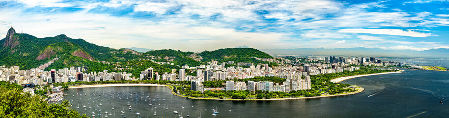 Poster - Panorama of Flamengo and Gloria neighborhood of Rio de Janeiro in Brazil