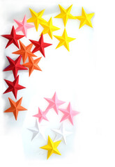 Wall Mural - Colorful origami paper stars on white background