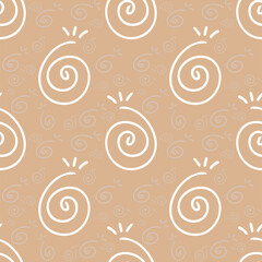 Seamless vector of tribal style motif spiral shape on pastel background