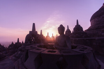 23 May 2008, Magelang, Java, Indonesia: Sunrise on Borobudur Temple, Indonesia