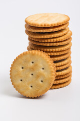 Cream sandwich biscuits on white background