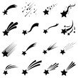 Shooting stars icon vector set. Comet tail or star trail illustration sign collection.