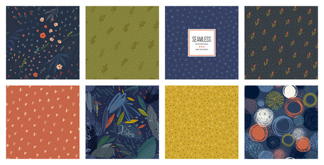Wall Mural - trendy seamless patterns set. cool abstract design. for fashion fabrics, kid’s clothes, home decor, 