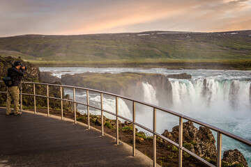 Poster - Viewing platform next to Godafoss waterfall in Iceland