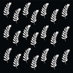 Naklejka na meble White leaves olive pattern. Vintage leaf isolated on black background. Vintage style. Celebrating gold set. Use to textile, wrapping paper.