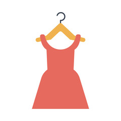 Poster - female dress in clothespin flat style icon