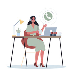 Wall Mural - business character with headphone. call center office concept.
