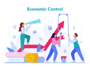 Wall Mural - Economists concept. Economic control. Business people work