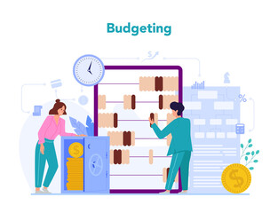 Wall Mural - Economists concept. Budgeting. Business people work with money.