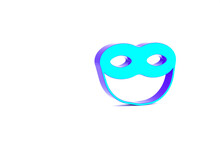 Turquoise Festive Mask Icon Isolated On White Background. Minimalism Concept. 3d Illustration 3D Render.