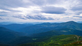 Fototapeta Na sufit - Carpathian Mountains. Panorama of green hills in summer mountain